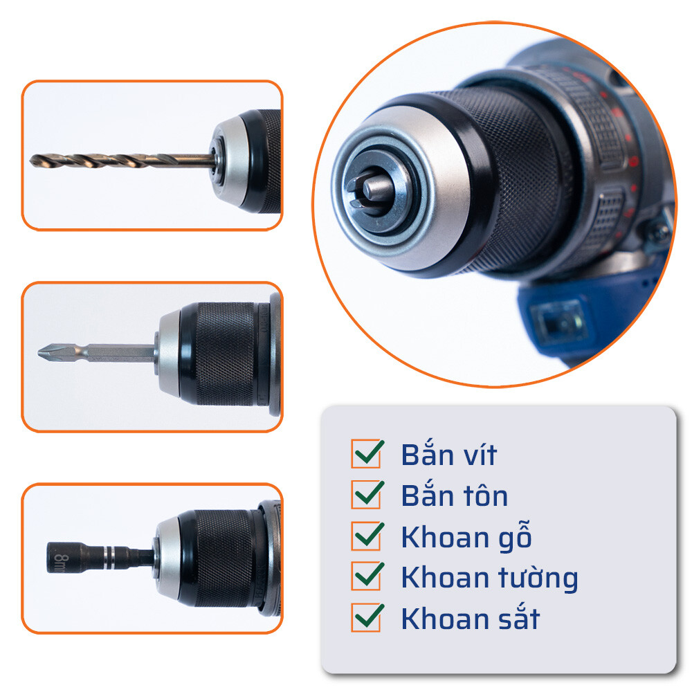 Chức năng máy khoan pin 16.8V STAKA