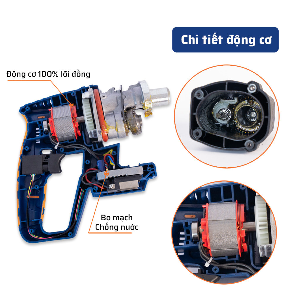Cấu tạo bên trong ( động cơ) máy khoan bê tông pin STAKA (1 Pin 15cell-2000mAh)