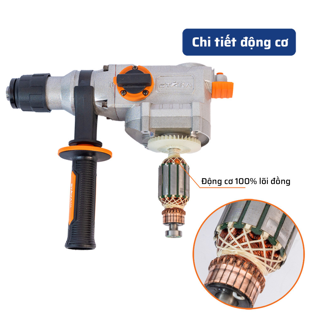 Cấu tạo bên trong (động cơ) máy khoan đục 1000W/25mm STAKA