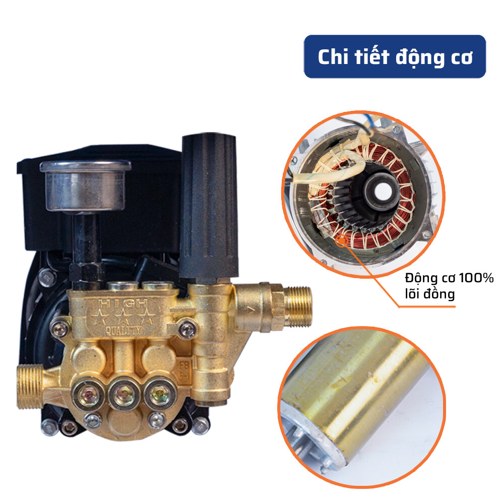 Cấu tạo đặc biệt máy rửa xe mô tơ 2200W STAKA