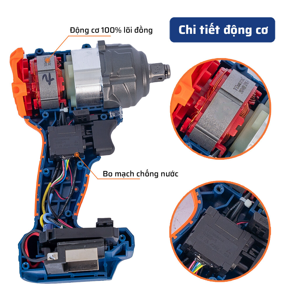 Cấu tạo bên trong (động cơ) máy tháo ốc pin 380N.m STAKA