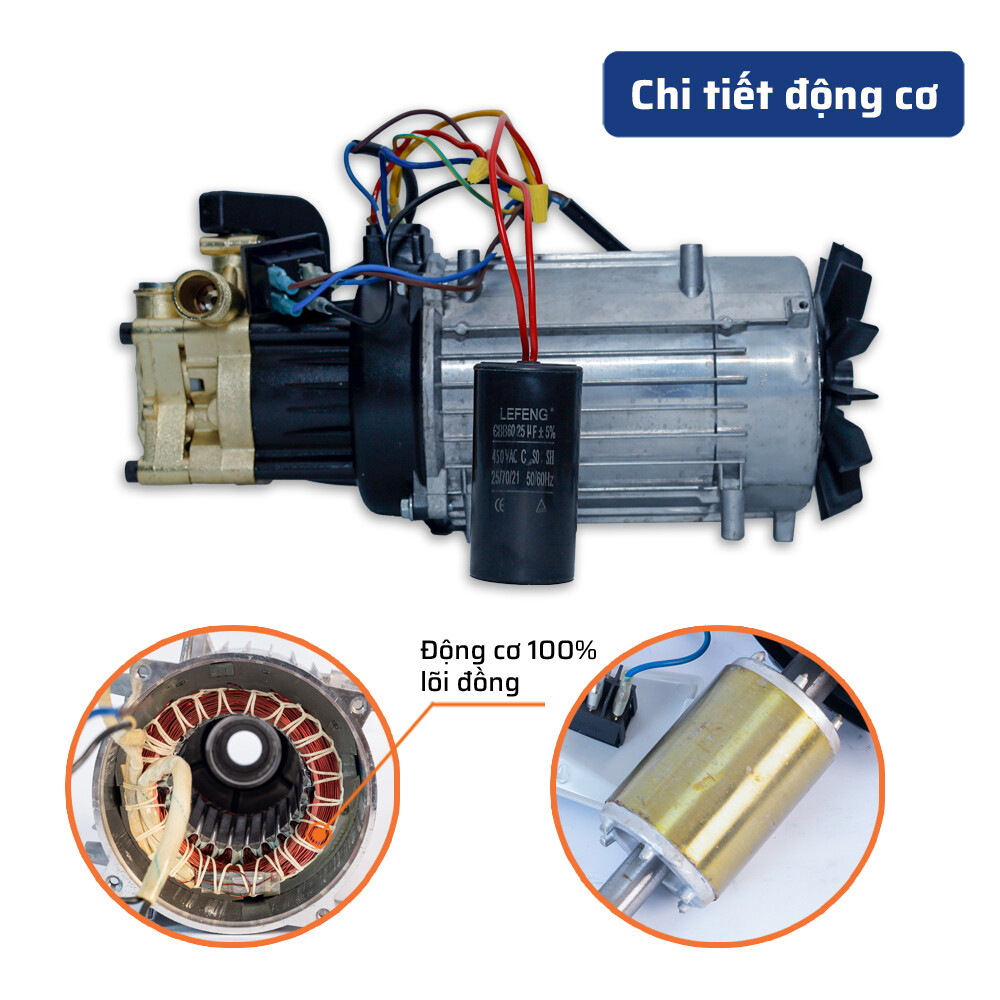 Cấu Tạo Bên Trong (Động Cơ & Bơm) Máy Rửa Xe 1500W STAKA