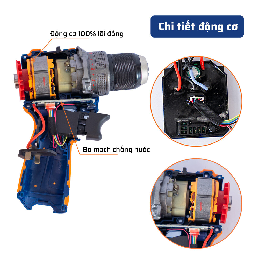 Cấu tạo bên trong (động cơ) máy khoan pin 16.8V STAKA