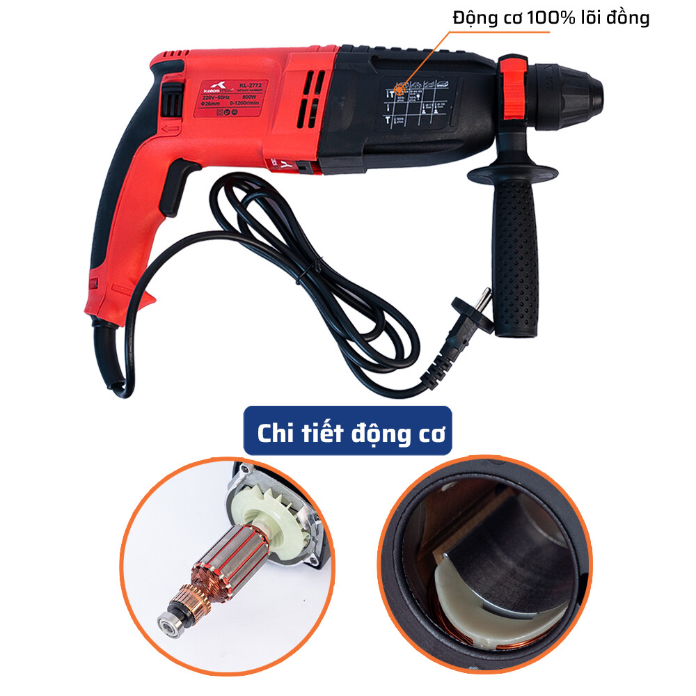 Cấu tạo bên trong ( động cơ) máy khoan bê tông 3 chức năng Kalos Max