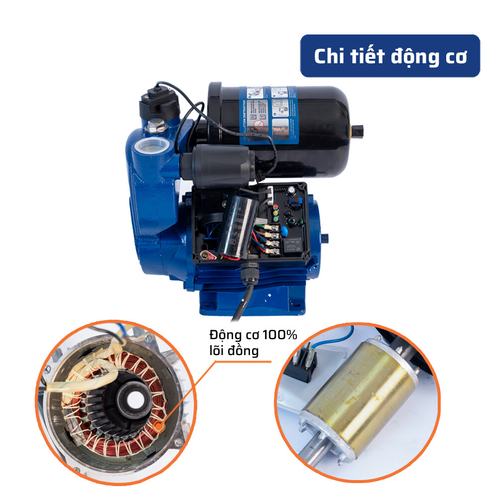Cấu tạo bên trong (động cơ) máy bơm nước 200W STAKA