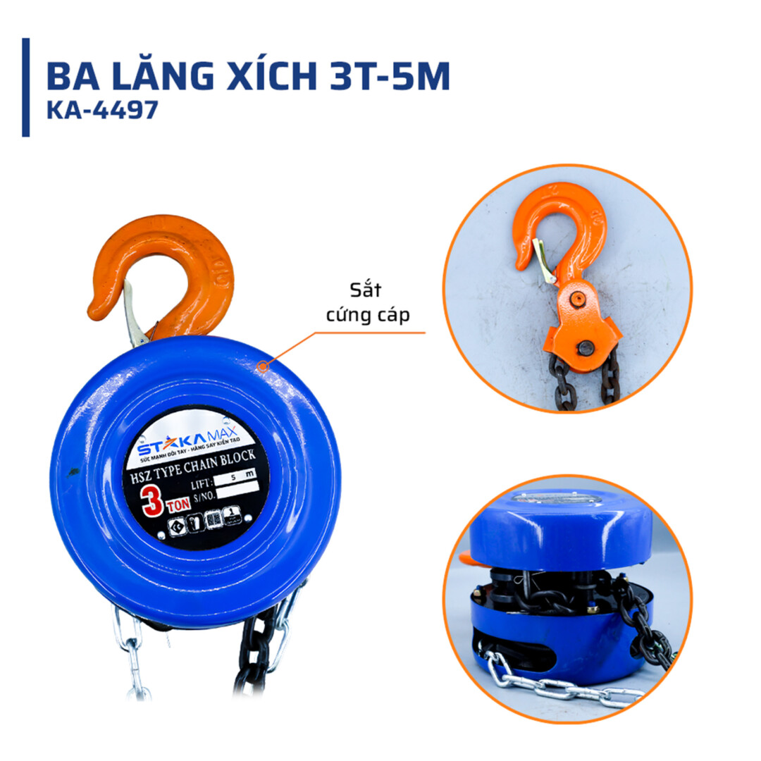 Thông số kỹ thuật chi tiết ba lắng xích 3T-5M STAKAMAX