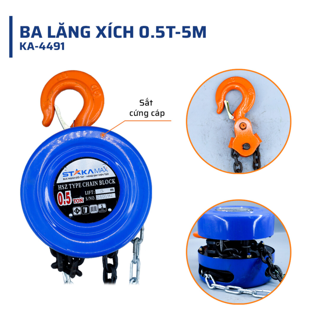 Thông số kỹ thuật chi tiết của ba lăng xích 0.5T-5M STAKAMAX