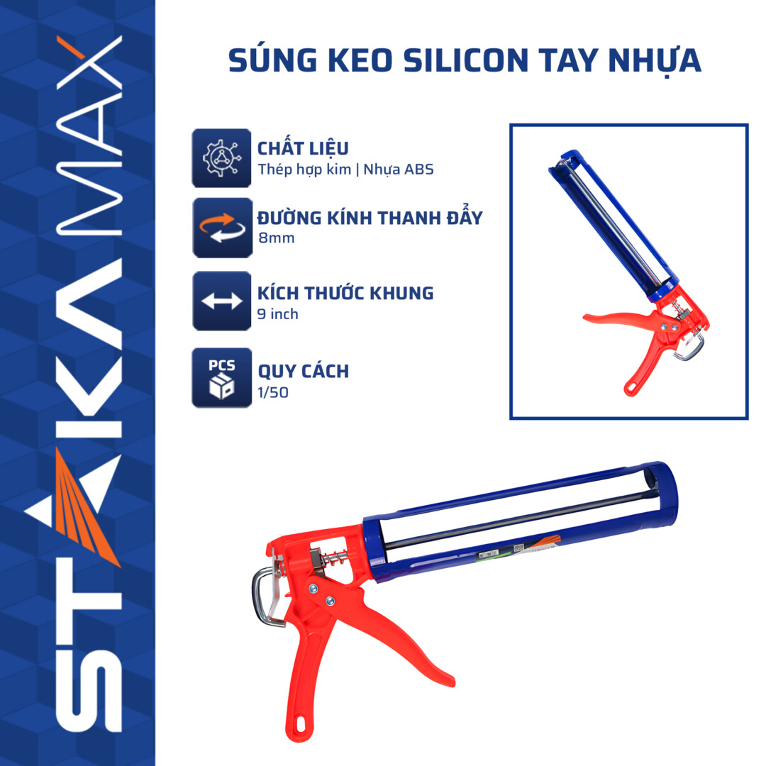 Súng keo silicon tay nhựa STAKAMAX (1C/H, 50C/T) -N3