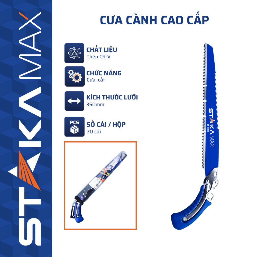 Cưa Cành 2 Mặt STAKAMAX (10C/H, 60C/T)-N1 – Cái: Thép CR-V – Tối Ưu Hiệu Suất Cắt Tỉa