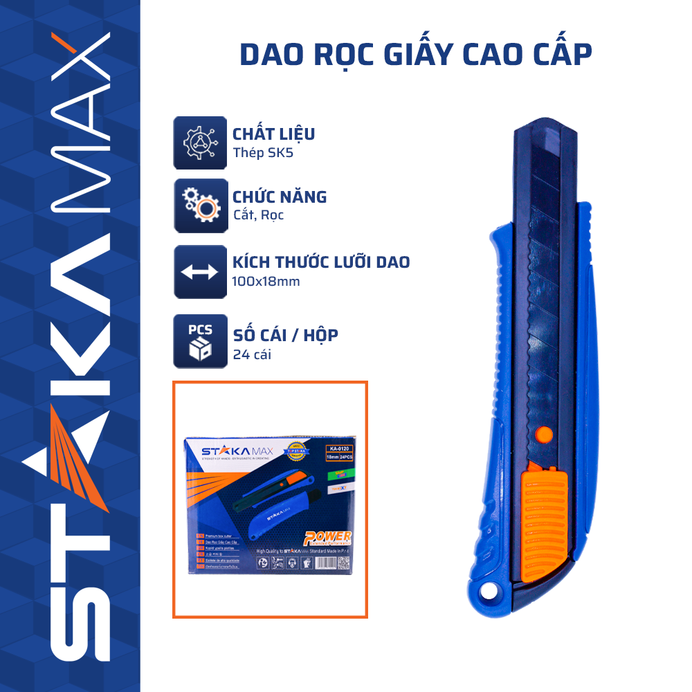 Dao rọc giấy cao cấp STAKAMAX (144C/T)-N1 Thép SK5 | Bền Bỉ Vượt Trội