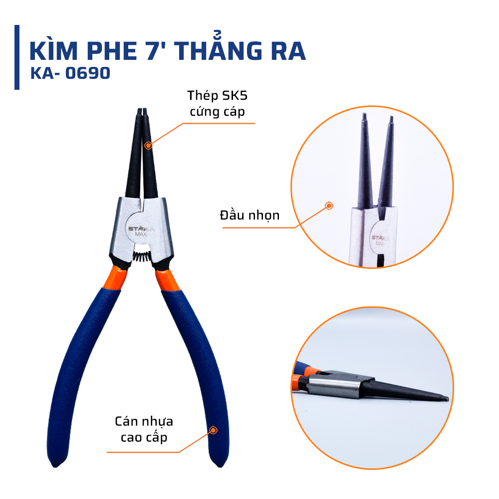 Cấu Tạo Và Chất Liệu Của Kìm Phe 7'' Thẳng Ra STAKAMAX