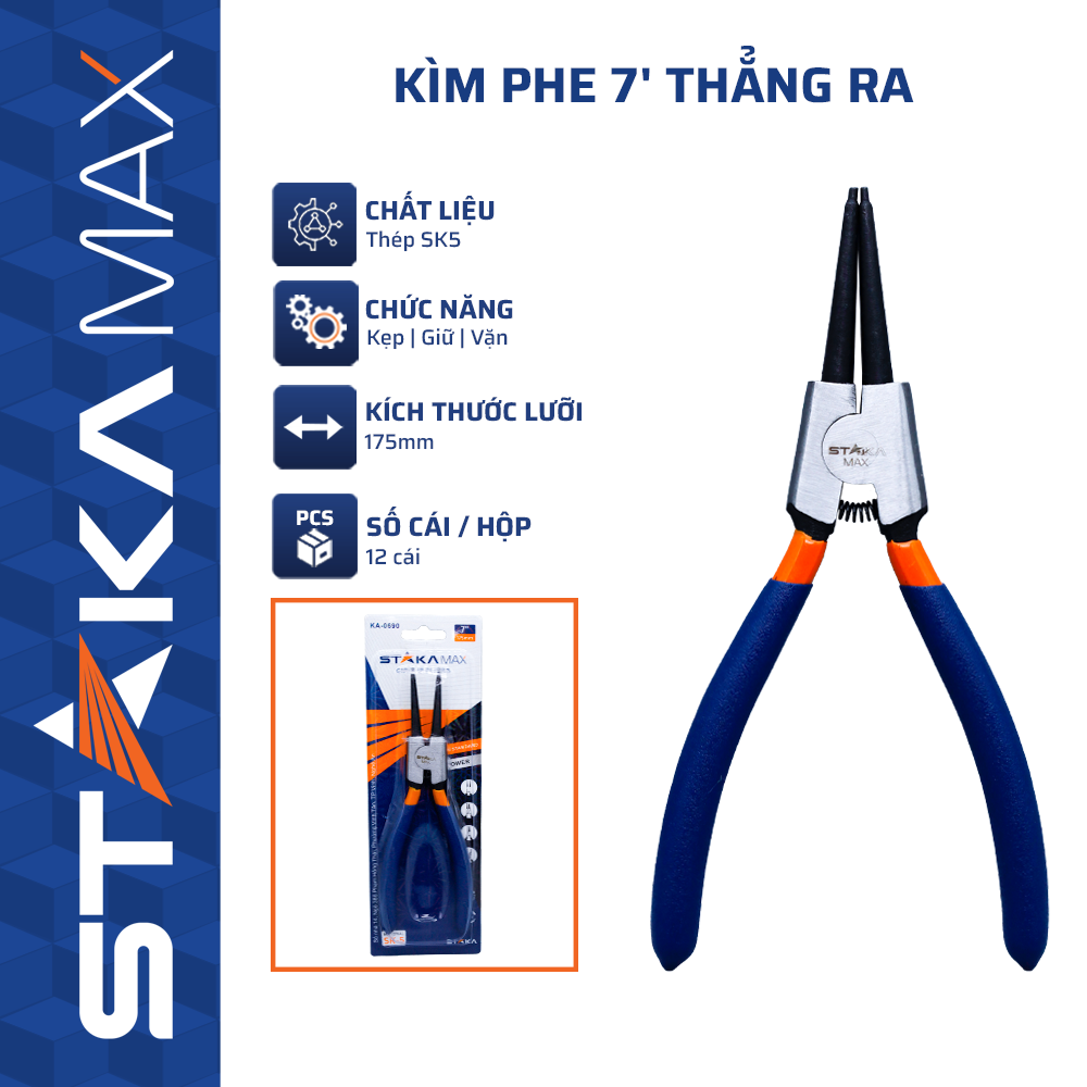Kìm Phe 7” Thẳng Ra STAKAMAX (12C/H, 120C/T)-N1