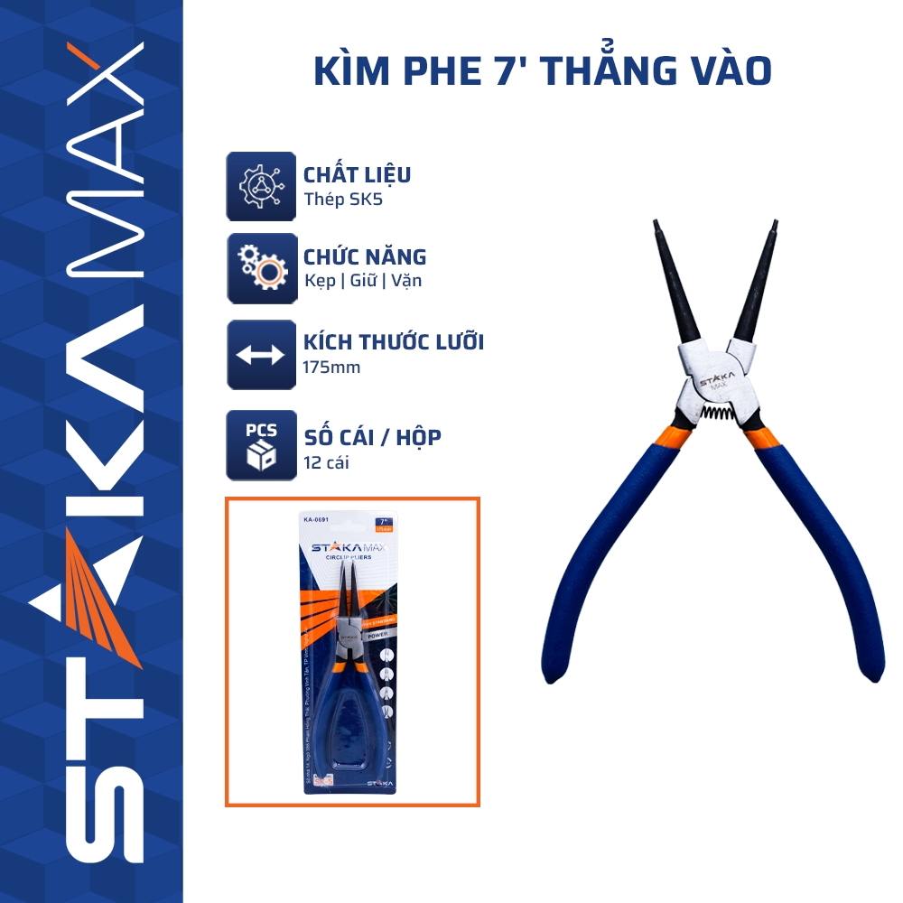 Kìm Phe 7” Thẳng Vào STAKAMAX (12C/H, 120C/T)-N1 – Cái