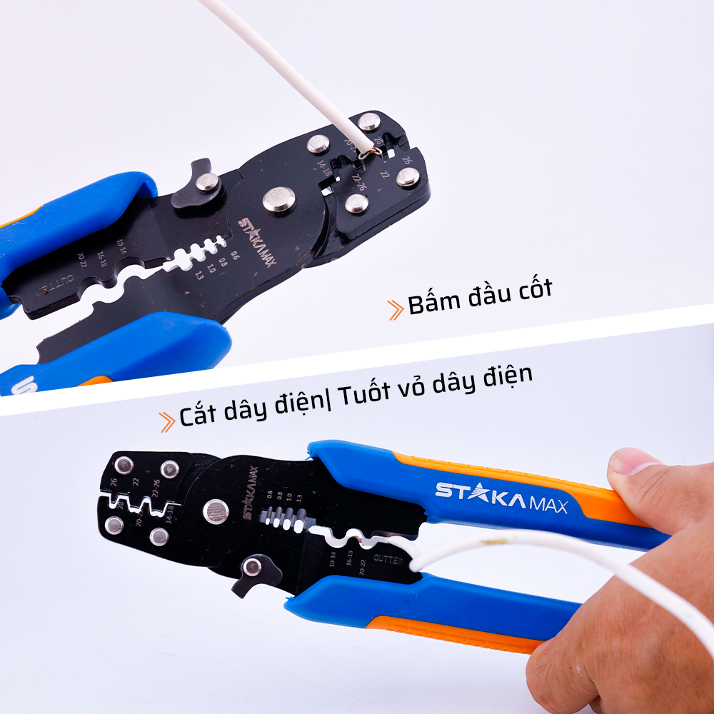 Ứng dụng thực tế kìm ép cốt đa năng STAKA