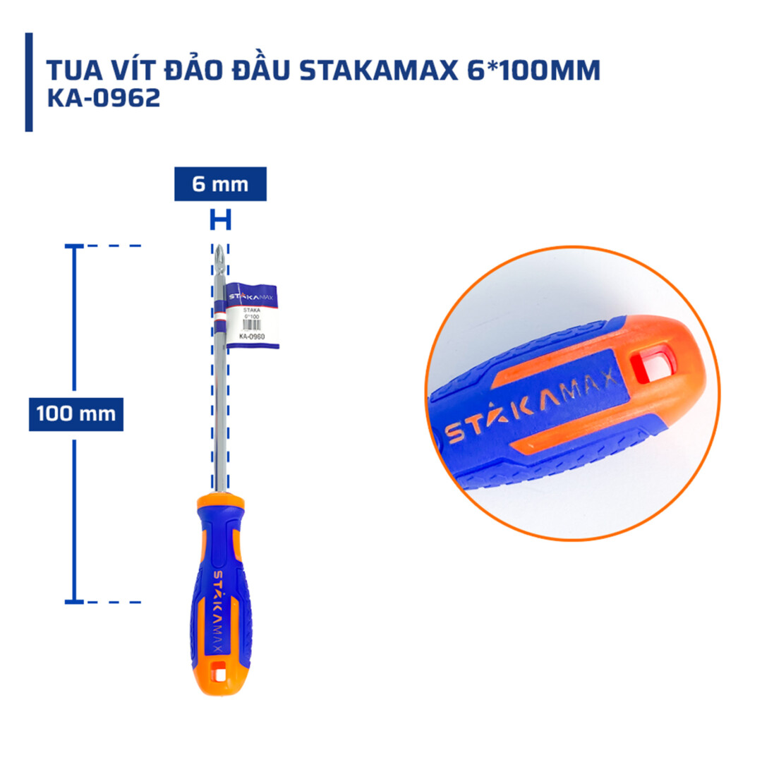 Thông số kỹ thuật chính xác về tua vít đảo đầu STAKAMAX 6*100mm