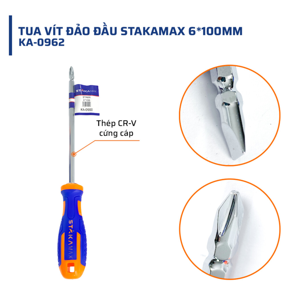 Cấu tạo chi tiết & Chất liệu của tua vít đảo đầu 6*100mm STAKAMAX