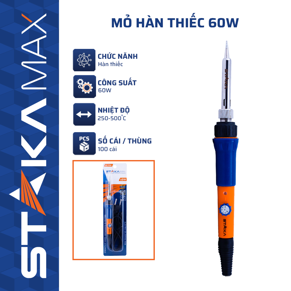 Mỏ Hàn Thiếc 60W STAKA ( C/H, 100C/T)-N1 - Điều Chỉnh Nhiệt Độ 250-500°C