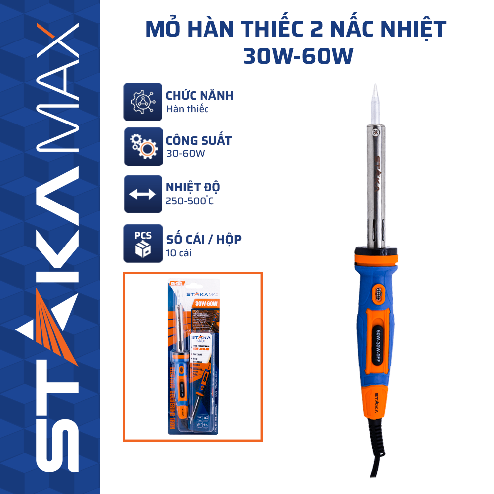 Mỏ hàn thiếc 2 nấc nhiệt 30W-60W STAKAMAX (10C/H, 80C/T) – N3