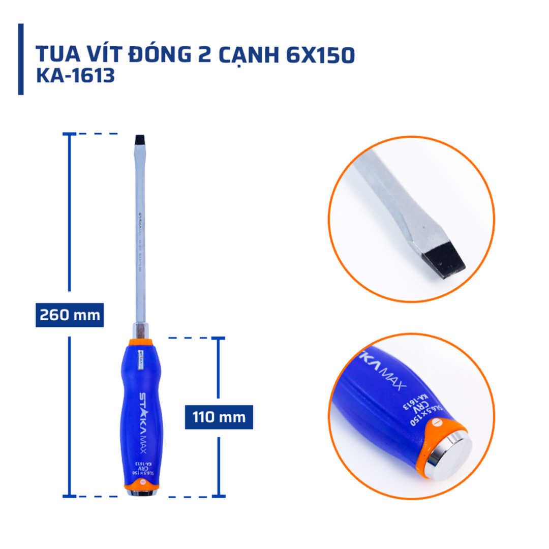 Thông số kỹ thuật ấn tượng của tua vít đóng 2 cạnh 6x150 STAKAMAX