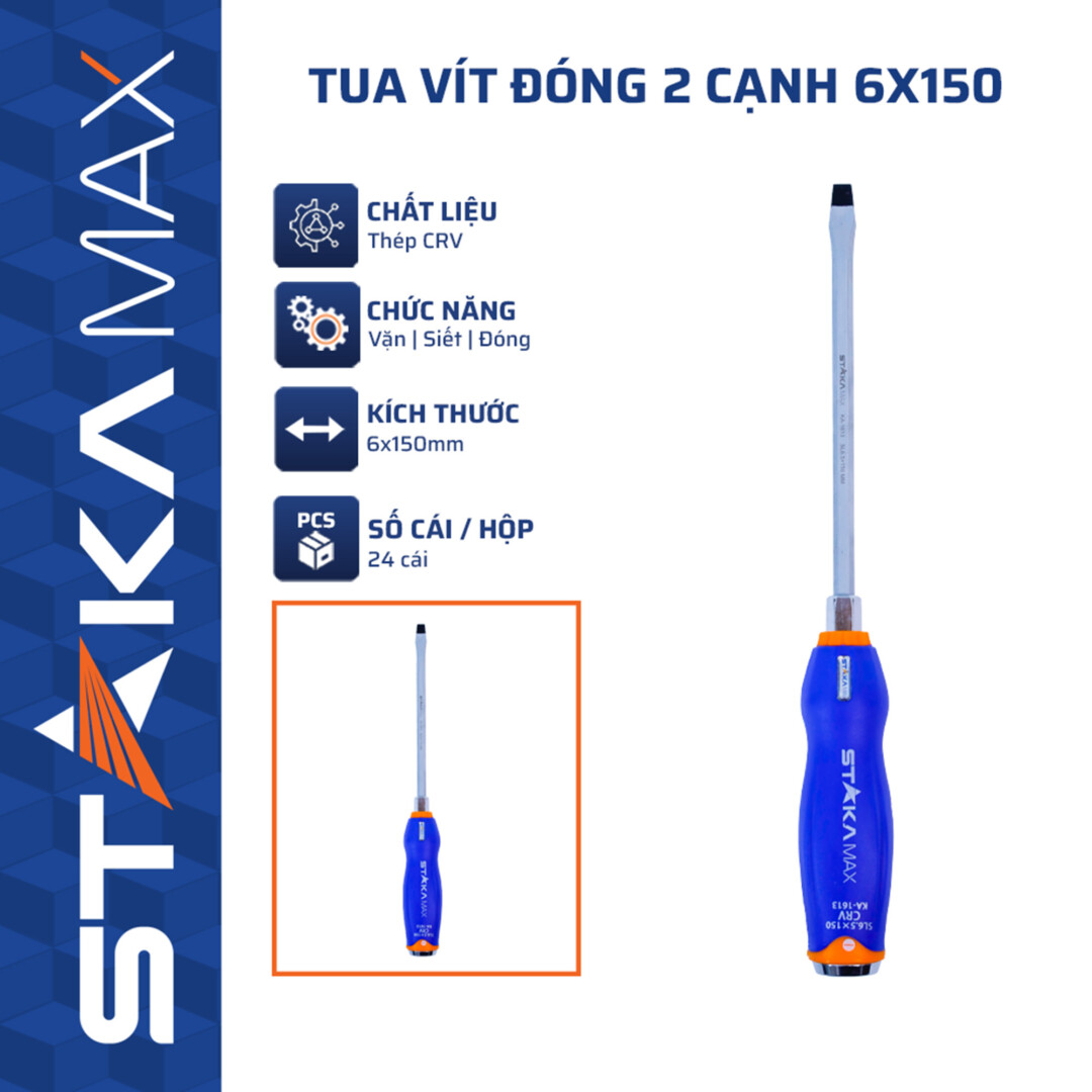 Tua vít đóng 2 cạnh 6×150 STAKAMAX(KA-1613) (24C/H,144C/T) – N3