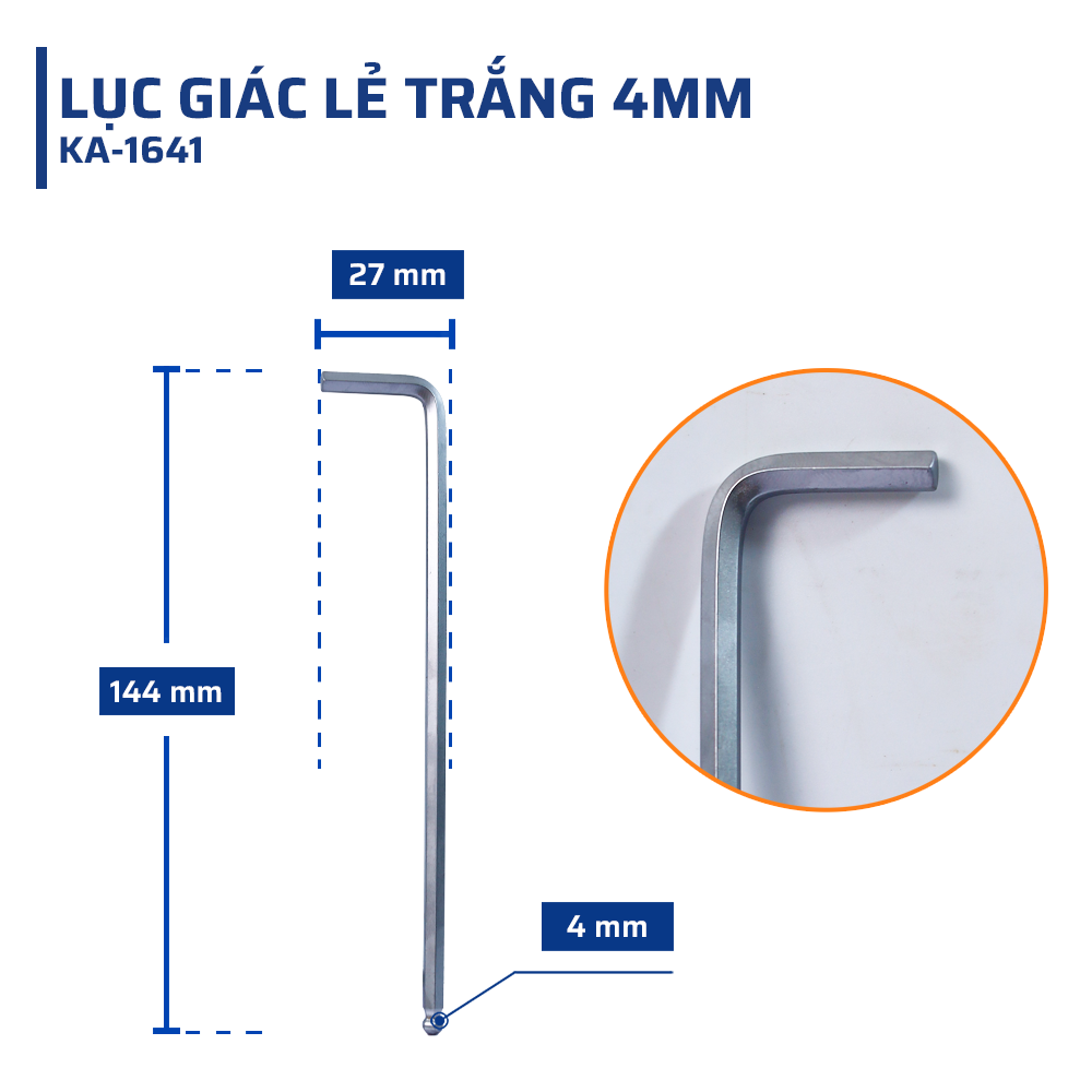 Thông số kỹ thuật chính xác của lục giác lẻ trắng 4mm STAKAMAX
