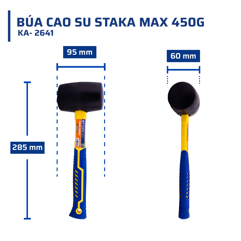 Thông số kỹ thuật chi tiết của búa cao su STAKAMAX 450g