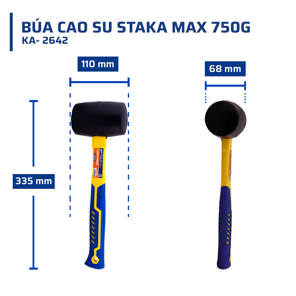Thông số kỹ thuật chi tiết búa cao su STAKAMAX 750g
