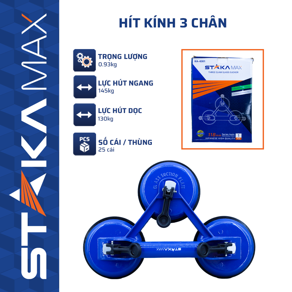 Hít Kính 2 Chân STAKAMAX – Lực Hút 100 Kg | Dụng Cụ Gạch Kính Chuyên Nghiệp