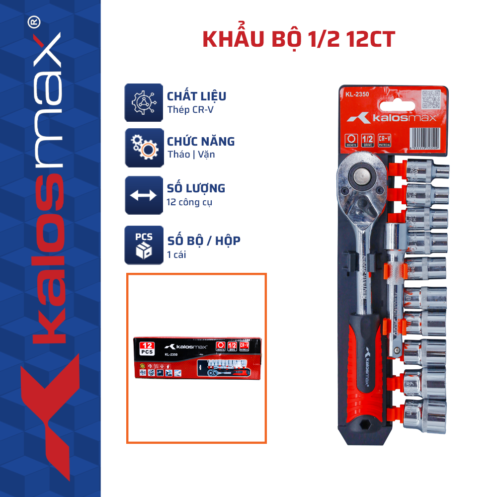 Khẩu Bộ 1/2 12CT kalosmax KL-2350 – Thép CR-V Cao Cấp, Độ Bền Vượt Trội