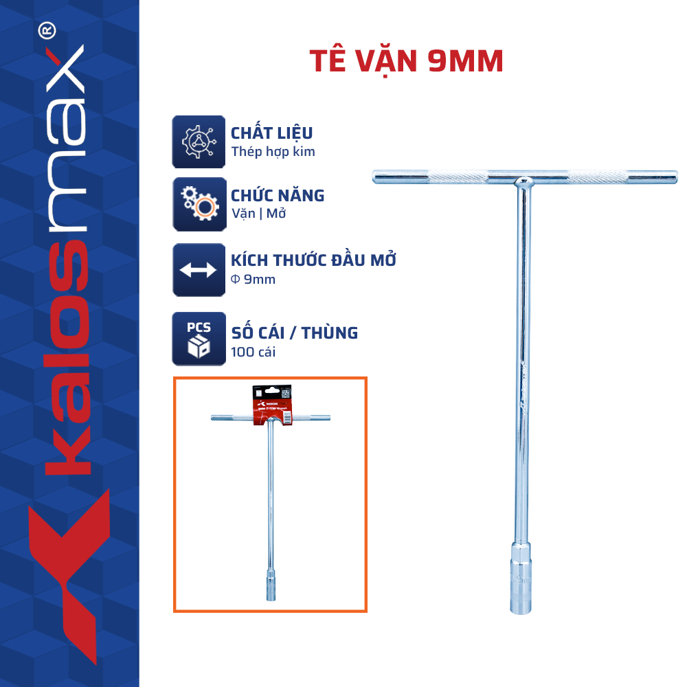 Tê Vặn 9mm kalosmax (C/H, 100C/T) -N1 – Cái – Thép Hợp Kim Cao Cấp, Siêu Bền