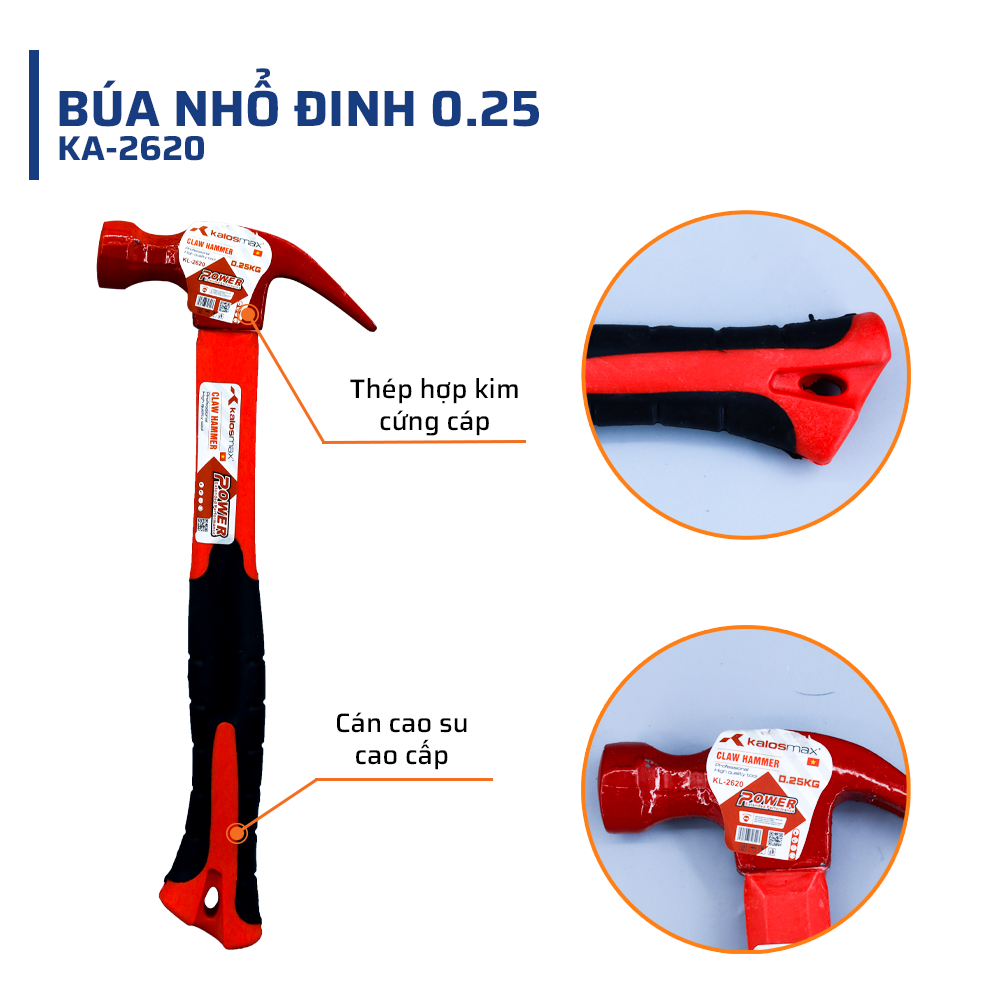 Cấu tạo & Chất liệu búa nhổ đinh 0.25 kalosmax
