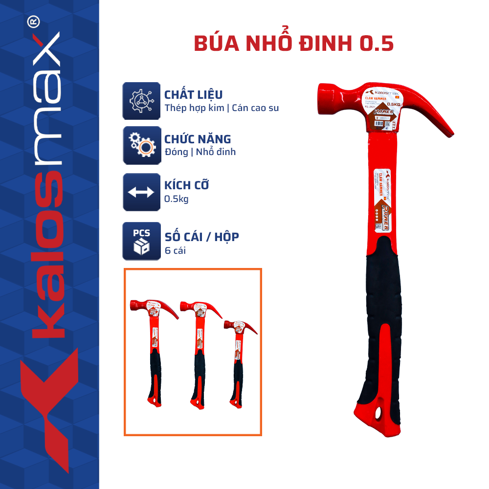 Búa Nhổ Đinh 0.5 kalosmax KL-2621 (6C/H, 48C/T) -N3