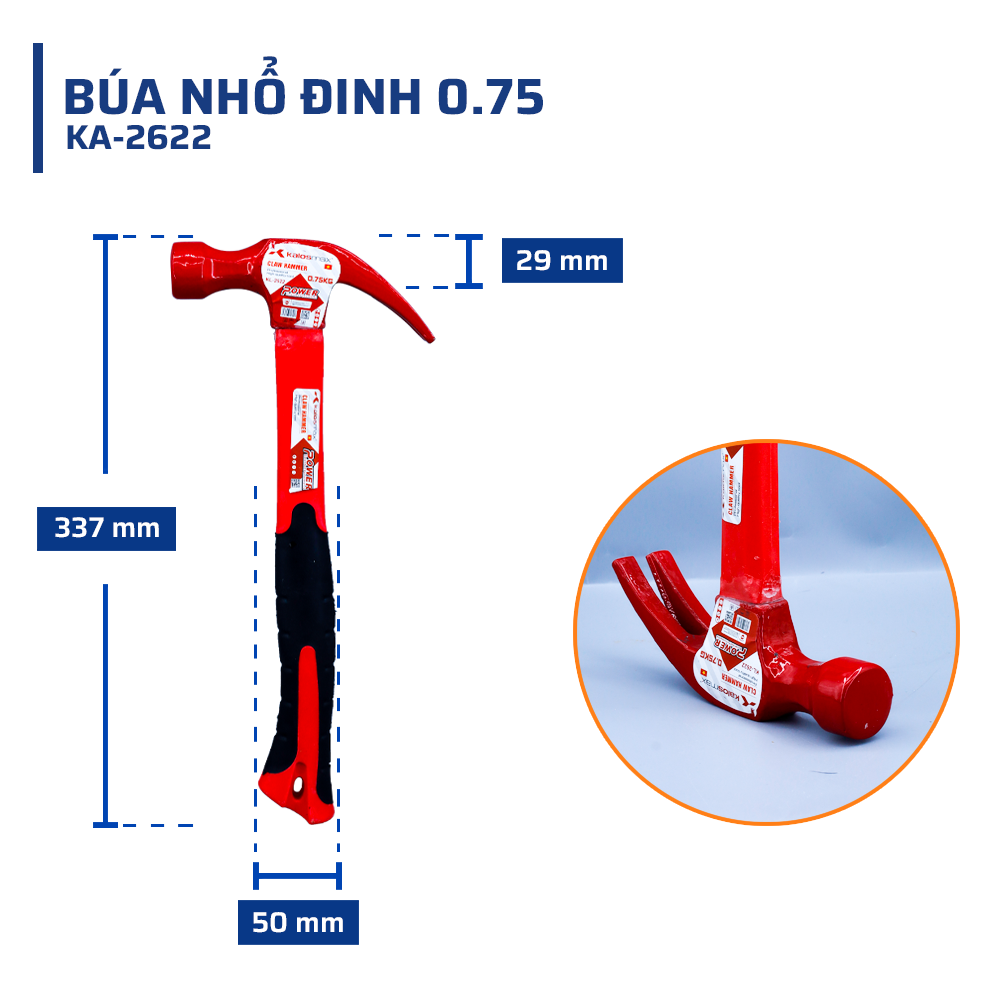 Thông số kỹ thuật chi tiết búa nhổ đinh 0.5 kalosmax