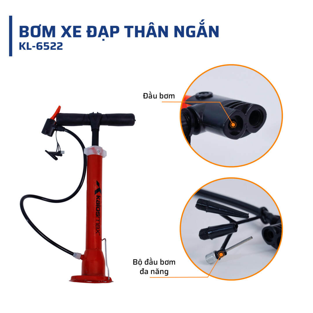 Cấu tạo & chất liệu bơm xe đạp thân ngắn kalosmax
