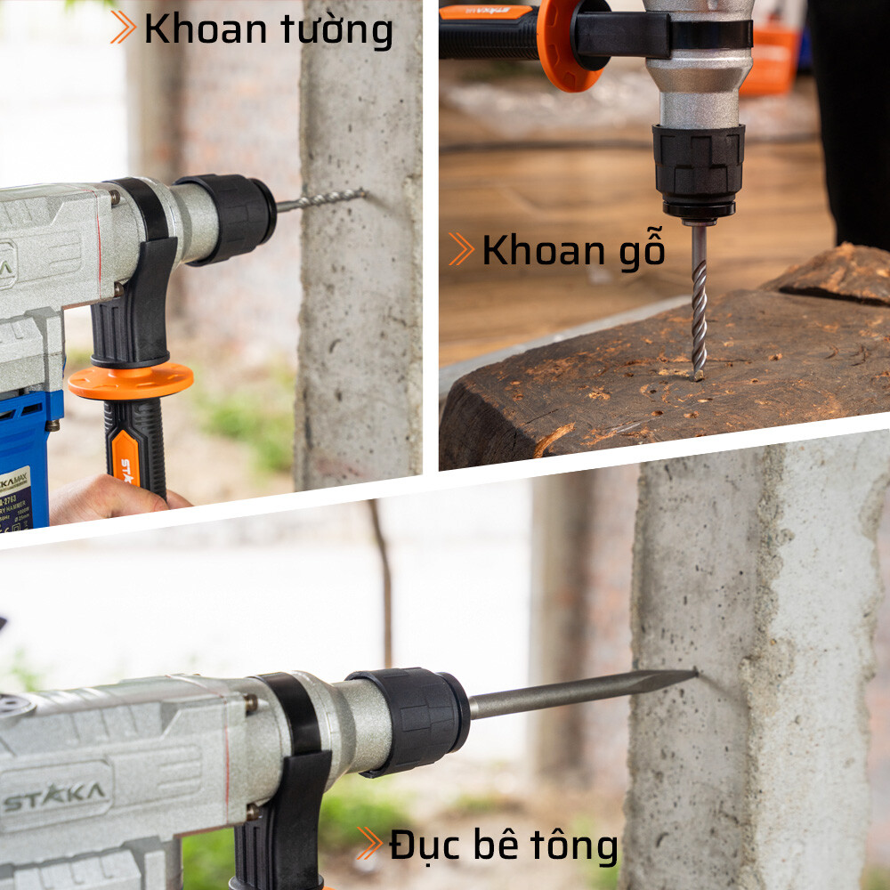 Ứng dụng thực tế của máy khoan đục 1000W/25mm STAKA