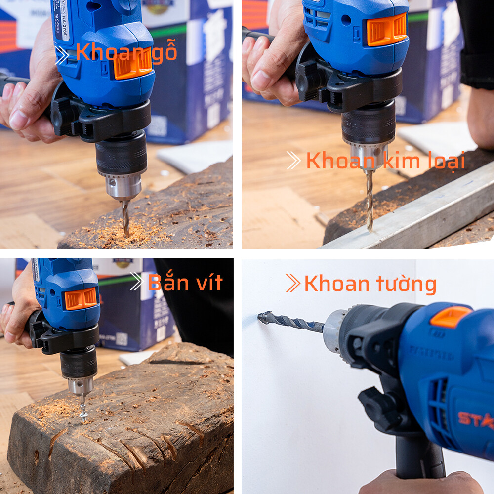 Công dụng thực tế của máy khoan đầu 13mm-710W có búa STAKA