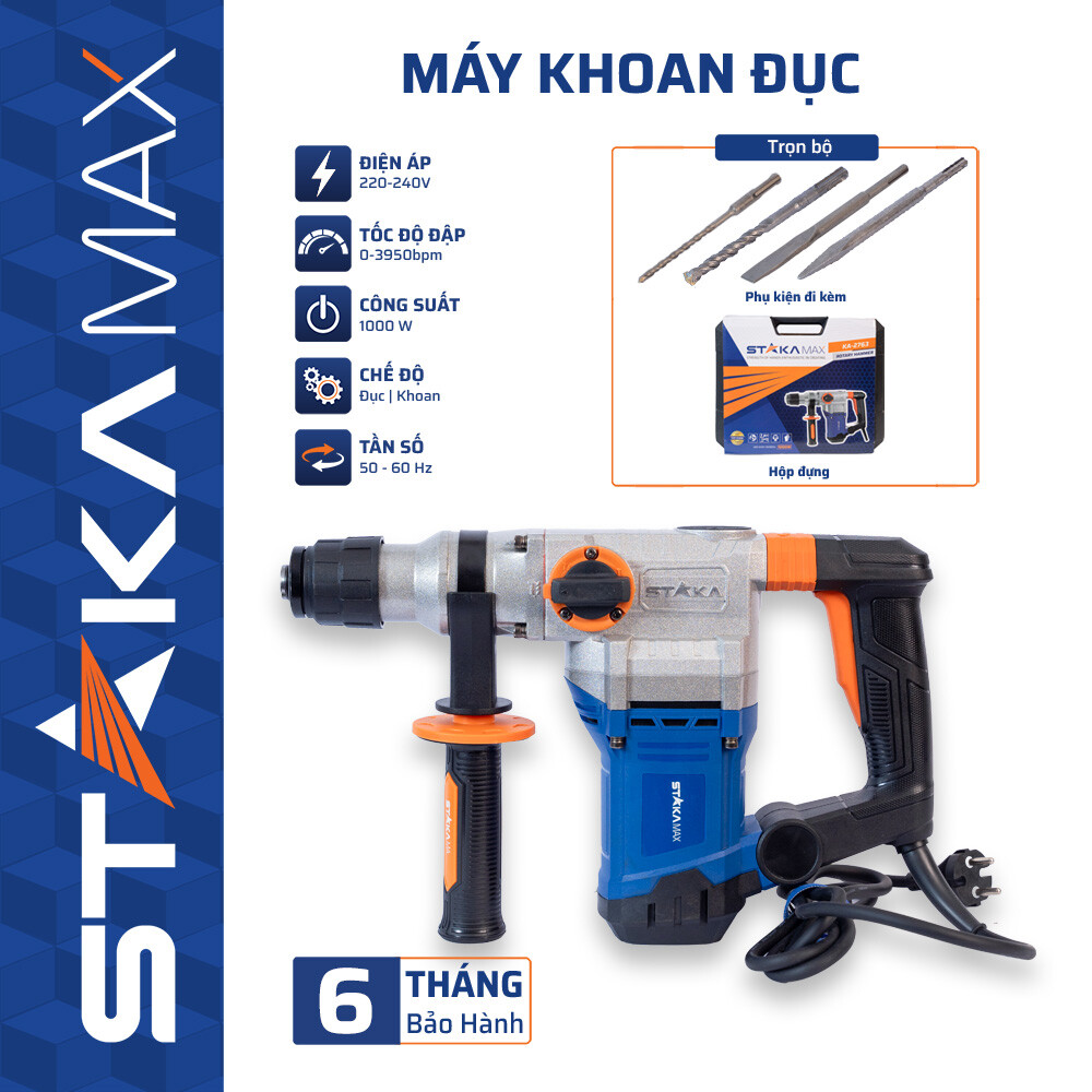 Máy Khoan Đục 1000W/25mm STAKA – Máy Khoan Đục Bê Tông Chính Hãng, Giá Tốt