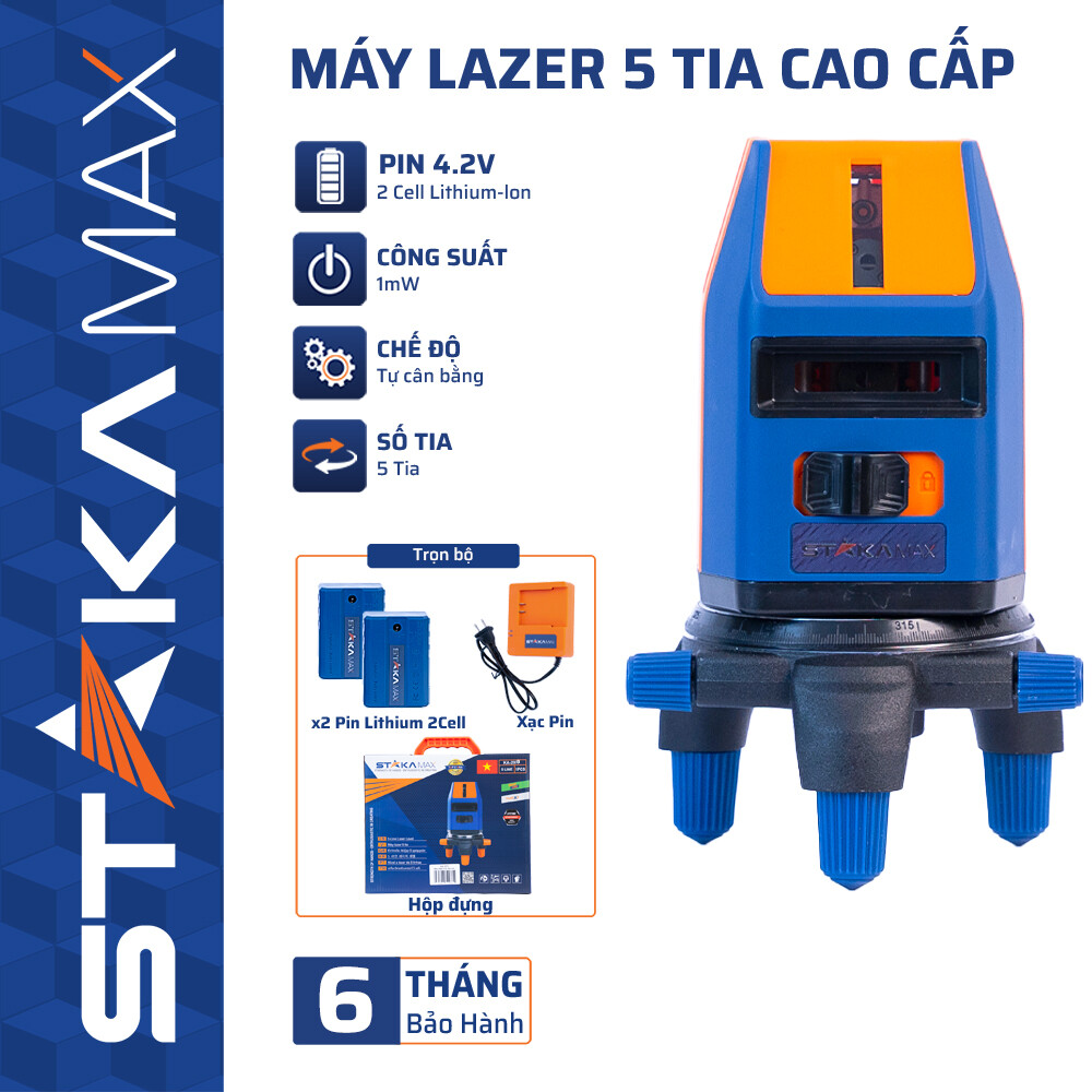 Máy Laser 5 Tia Cao Cấp STAKA (Kèm chân 1m2) (1C/H,10C/T)-M1 – Cái