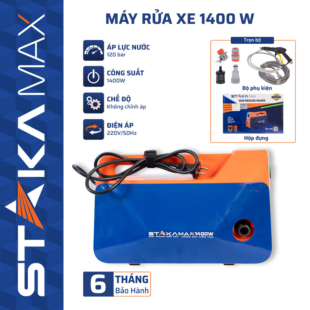 Máy Rửa Xe 1400W STAKA – Sức Mạnh Gọn Nhẹ, Hiệu Quả Vượt Trội