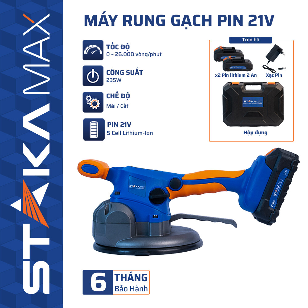 Máy Rung Gạch Pin 21V STAKA (1C/H, 6C/T)-M1 –  Ưu điểm vượt trội