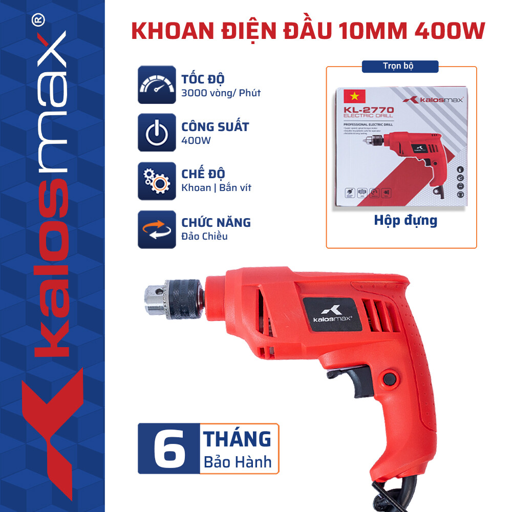 Máy Khoan Điện Đầu 10mm – 400W KALOS MAX – Bền Bỉ, Giá Tốt