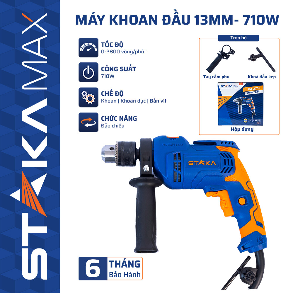 Máy Khoan Đầu 13mm- 710W Có Búa STAKA (1C/H,10C/T)-M1 – Cái