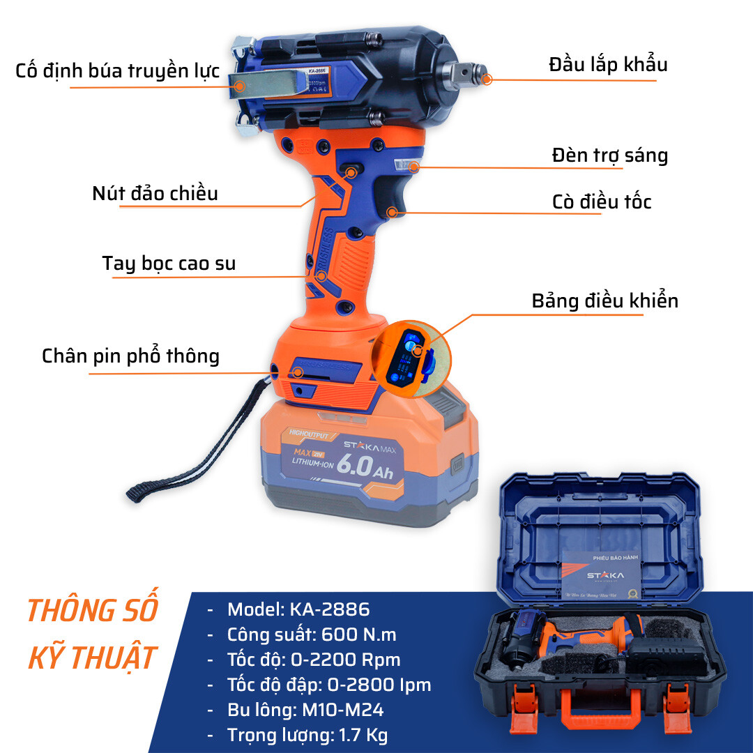 Thông Số Kỹ Thuật Máy Tháo Ốc Pin 600N.m STAKA