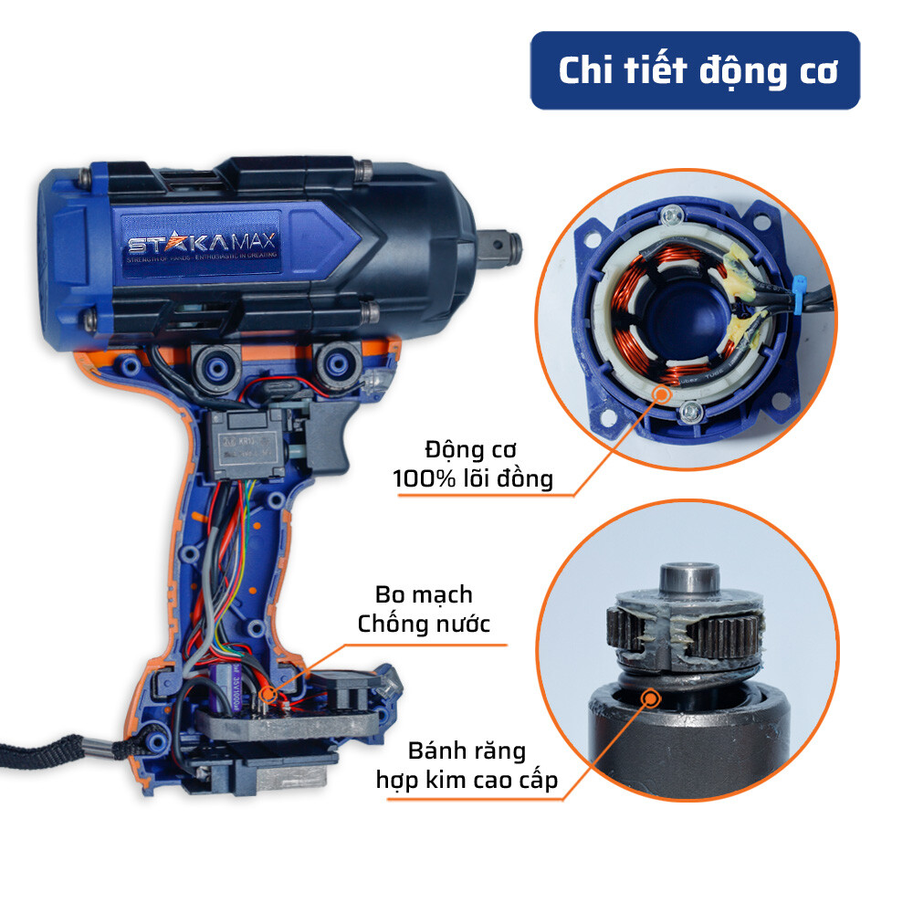 Cấu Tạo Đặc Biệt (Chi Tiết Động Cơ) Của Máy Tháo Ốc Pin 600N.m STAKA