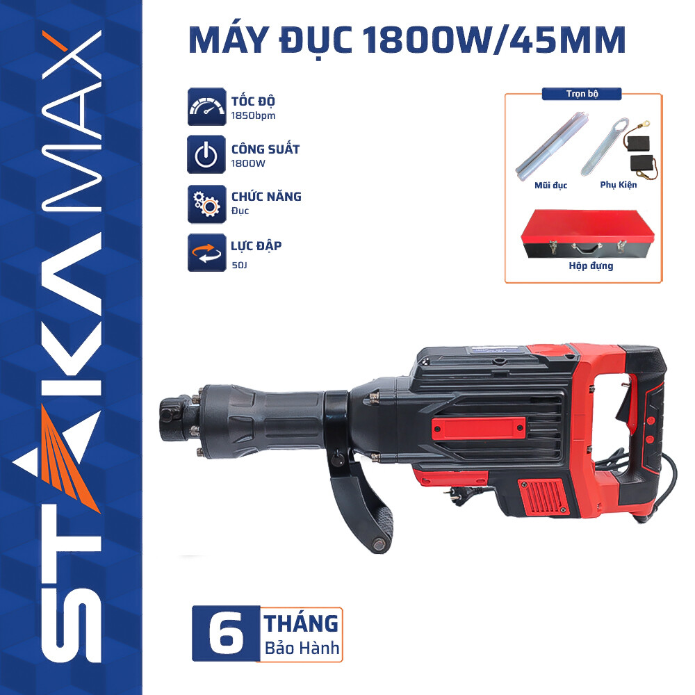 Máy Đục Phá 1800W/45mm STAKA MAX Lực Đập 50J Chuyên Dụng, Giá Tốt