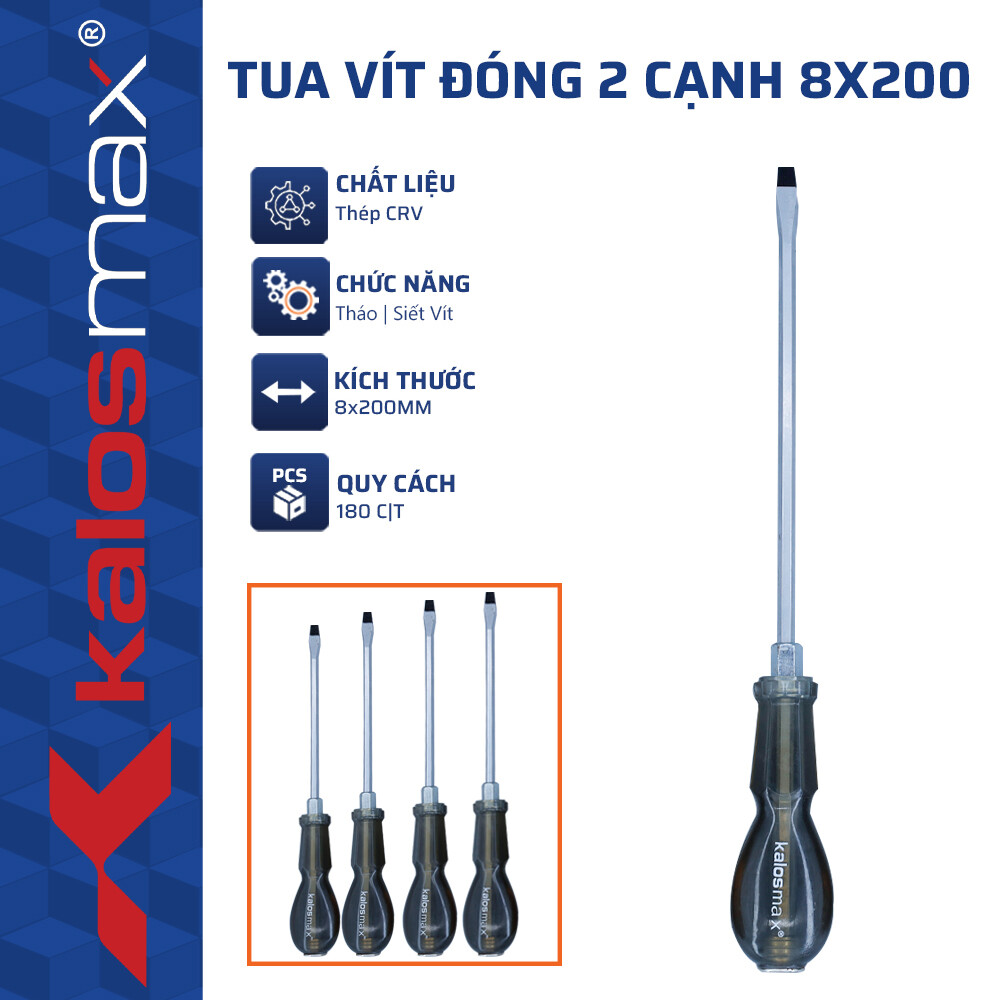 Tua Vít Đóng 2 Cạnh 8×200 kalosmax (180C/T)-N3