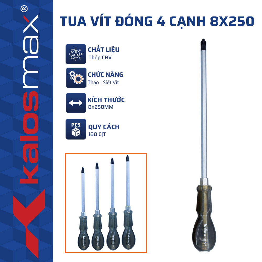 Tua Vít Đóng 4 Cạnh 8x250 Kalos Max (180C/T)-N1