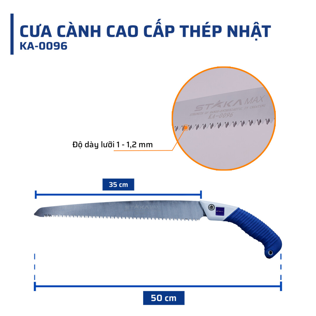 Thông số kỹ thuật cưa cành cao cấp thép Nhật STAKA (Mã Sản Phẩm:KA-0096)