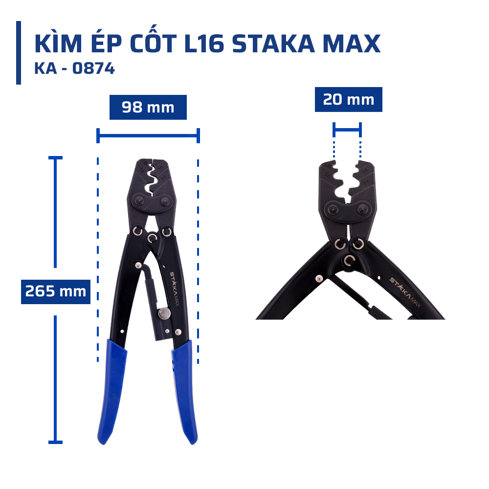 Thông số kỹ thuật chi tiết kìm ép cốt L16 STAKA
