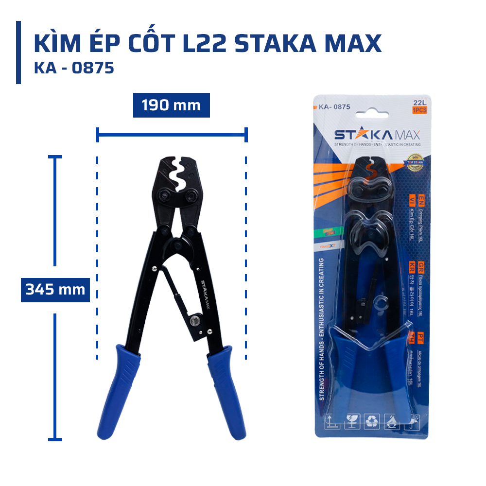 Thông số kỹ thuật chi tiết kìm ép cốt L22 STAKA